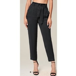 Bebe Cargo Pocket Roll Cuff Ankle Tie Waist Pants